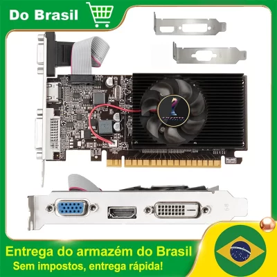 Placa de vídeo GT610 2G PCIE X16 2.0 Placa gráfica NVIDIA GeForce GT 610 DDR3 VGA HD DVI 64Bit 1800MHz GPU GT610 Computador de mesa