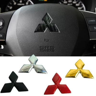 Abs volante do carro centro adesivo emblema emblema para mitsubishi asx ralliart lancer cordia pajero outlander eclipse l200 evo