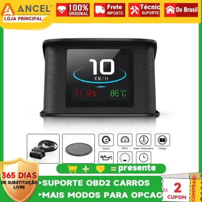 Ancel-hud p10 obd2 velocímetro digital com consumo de combustível, acessórios eletrônicos, computador de bordo