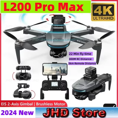 JHD L200 PRO MAX Drone GPS Motor sem escova 4K HD Quadcopter profissional Gimbal de 2 eixos 360 ° Drone para evitar obstáculos L200PRO Max