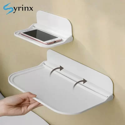 Banheiro Punching-Free Phone Holder, Folding Plate, Rack De Armazenamento, Dormitório, Roupas Limpas