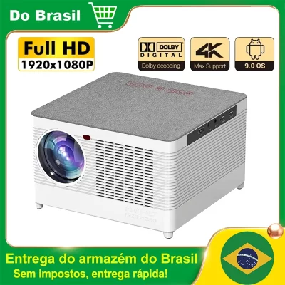 T55 Foco digital 400ANSI Android inteligente WIFI Full HD 1920*1080P Projetor de LED Projetor de vídeo Home Theater Cinema LCD Beamer