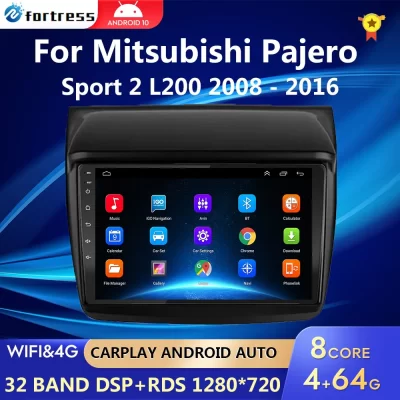 Android Auto Multimedia Carplay para Mitsubishi Pajero Sport 2 L200 Triton 2008-2016, 2 Din, DVD, navegação GPS