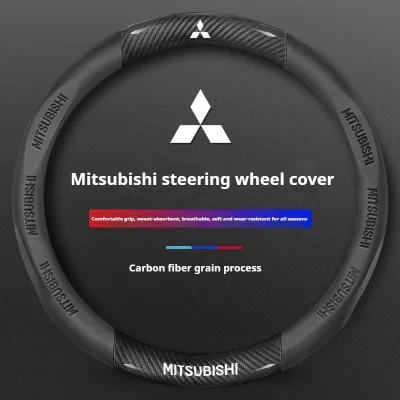 Para mitsubishi outlander pajero asx colt lancer ex evolução l200 triton RalLIART carro de fibra carbono couro volante capa