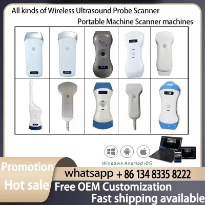 Scanner de sonda de ultrassom sem fio OEM grátis Máquina portátil WIFI Scanner de ultrassom Suporte para iOS Android Windows