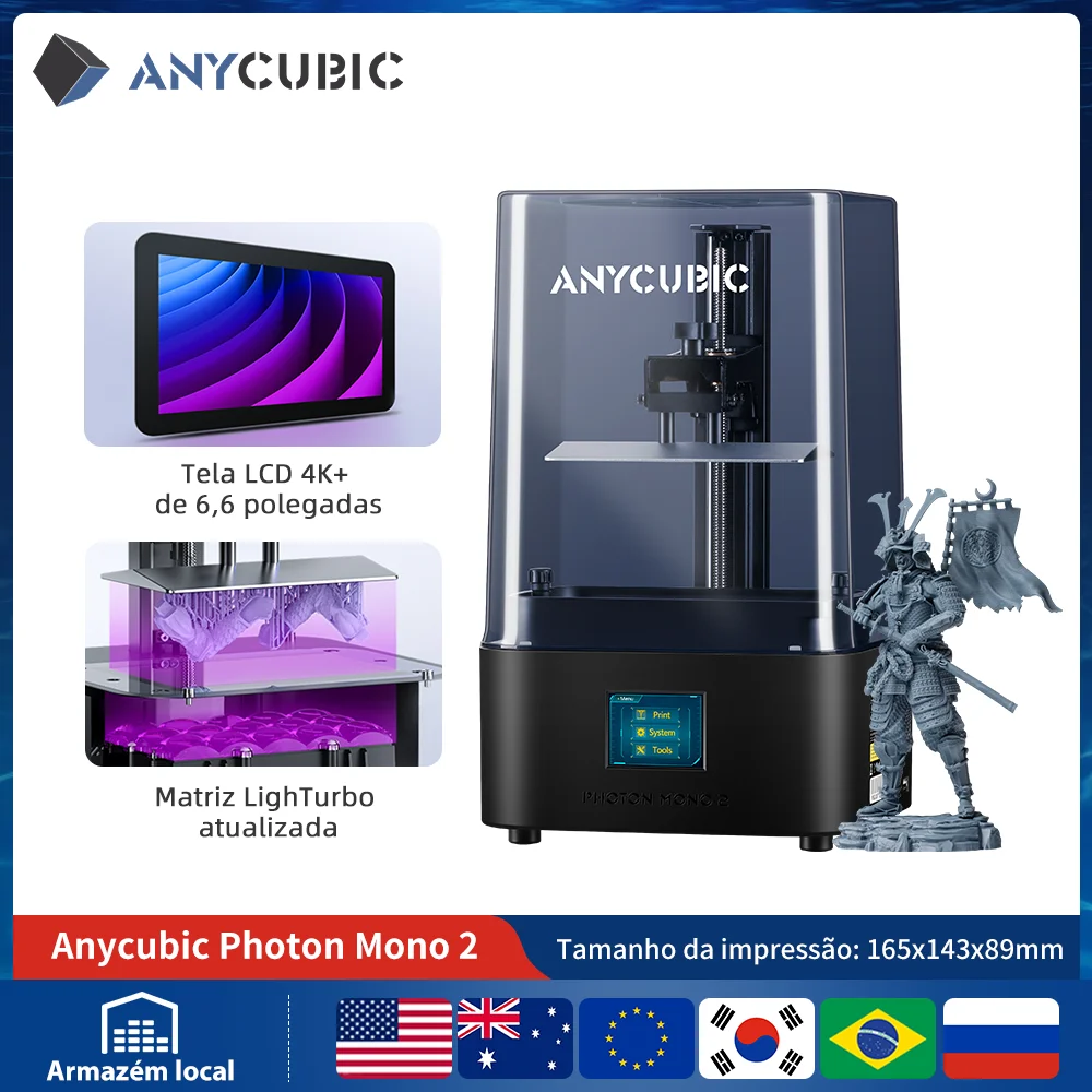 Impressora 3D de resina LCD ANYCUBIC DLP SLA Photon Mono 2, X 6Ks, M5, M5s, M5s Pro, M3 Max, D2, Mono 4, Wash and Cure 3, 3 Plus, Max - Image 2