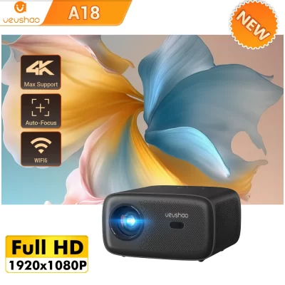 Vevshao a18 projetor full hd 1920*1080p 2k 4k vídeo foco automático 600ansi android 9.0 wifi 6 projetor inteligente de cinema em casa
