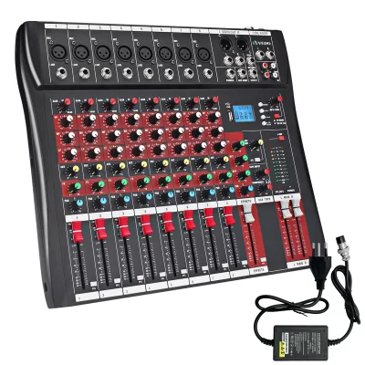 VEDO-Professional USB Mixer, Audio Sound Mixing Table Card, Efeitos Digitais, Leitor de MP3, Consolas, Computador, Gravação Stage, 8 Canais