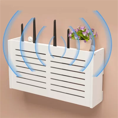 Branco wifi roteador caixas de armazenamento cabo tomada de alimentação fio fixado na parede prateleira rack de armazenamento 1pc