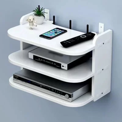 Wifi Pendurado Prateleira Roteador, Faixa de energia, Multi Outlet TV Set Top Box, Cabo Escondido Flutuante Rack, Montagem na parede Titular, Organizador De Armazenamento
