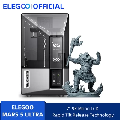ELEGOO MARS 5 Impressora 3D de resina ULTRA 9K MSLA com nivelamento automático e câmera inteligente AI, para odontologia tamanho de impressão de alta velocidade 153,36 × 77,76 × 165 mm