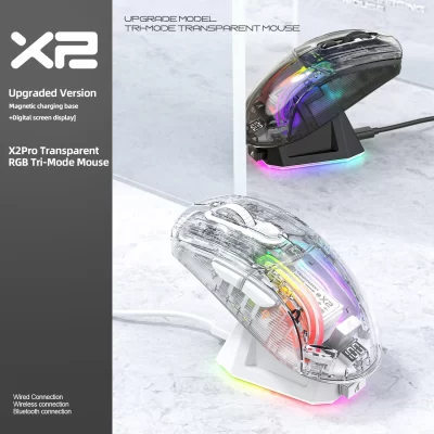 Attack shark x2 mouse magnético, recarregável, bluetooth, recarregável, indicador de nível da bateria, design ergonômico, jogos
