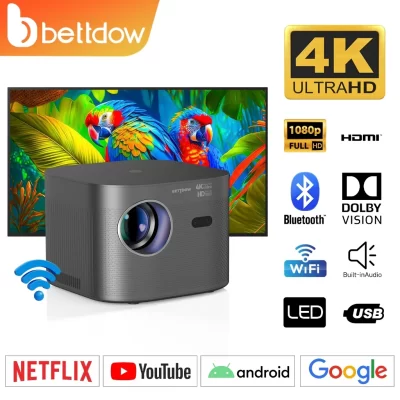 Bettdow P1 projetor 1080P Full Hd 4k Projeto 5G wifi bluetooth filme ao ar livre android projetor 200 "display 13000 Lumes