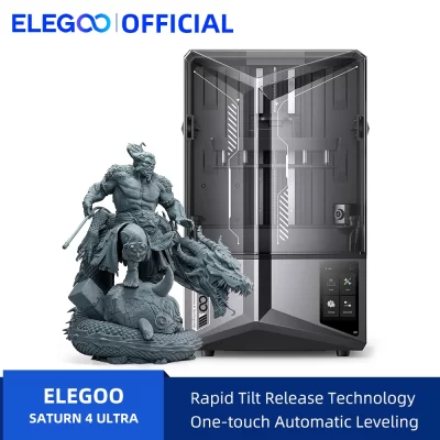 Impressora 3D de resina ELEGOO SATURN 4 ULTRA 12K com nivelamento automático, monitoramento de impressão AI, tamanho de impressão de alta velocidade 218x122x220mm