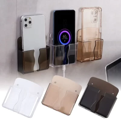 Caixa de parede transparente para ar condicionado, suporte do controlador remoto, suporte de carregamento do telefone DIY, suporte pendurado, universal