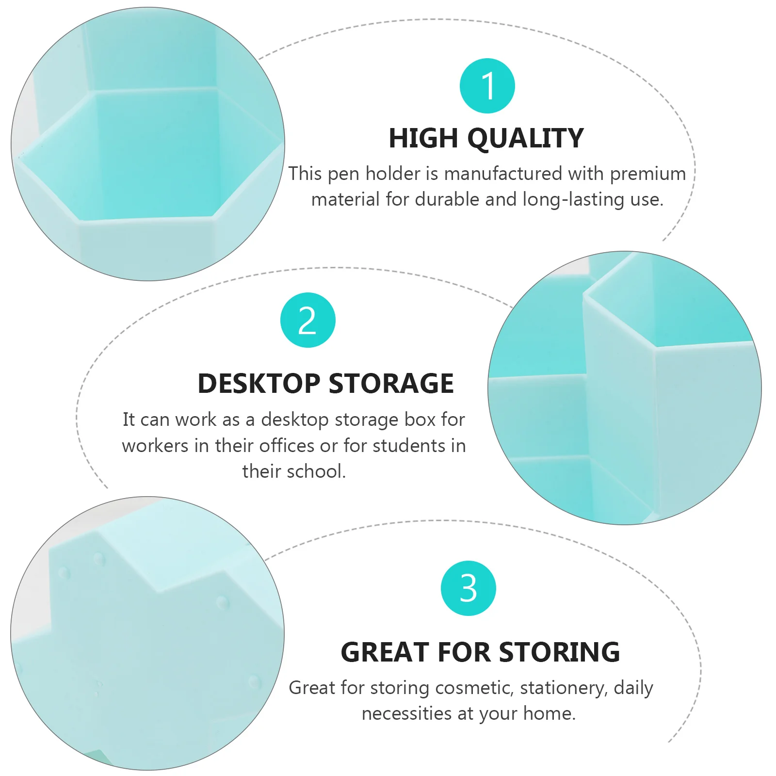 Hexagonal Pen Holder com PenhOLder Grid, Recipiente de Ferramentas de Maquiagem, Material de Escritório, Lápis Rosa, Armazenamento para Estudante - Image 6