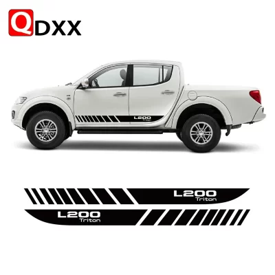 Para mitsubishi l200 triton fora da estrada estilo filme de vinil decalques auto porta lateral saia adesivo captador tronco capô do carro listras
