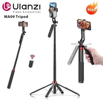Ulanzi MA09 1.8m Selfie Stick Tripé para iPhone 16 15 14 13 Pro Max Android Phone com Controle Remoto Suporte panorâmico de cabeça esférica