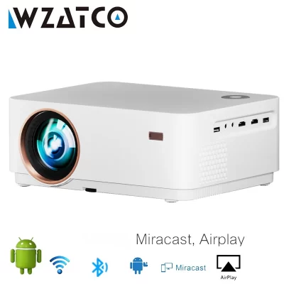 WZATCO-Projetor Android Smart Digital Full HD, Vídeo LED, Home Theater, Cinema, 1080p, 5G, WiFi, novo, 1080p