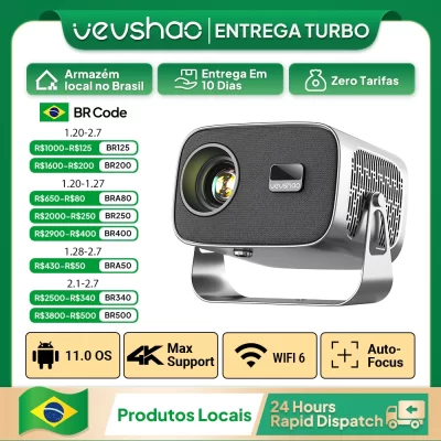 Vevshao a12 projetor mini portátil led vídeo android 11.0 wifi 6 espelho smartphone para 1080p 4k vídeo projetor de cinema em casa