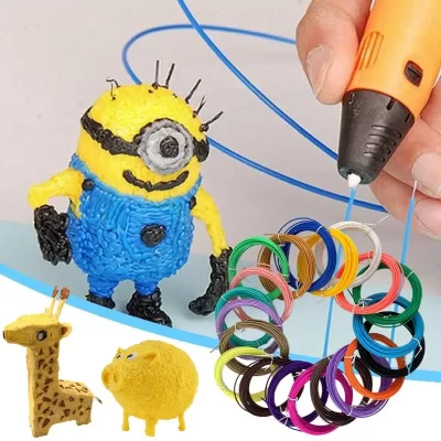 Filamento de caneta para impressora 3D, cada cor, recarga de filamento de 16,4 pés, 20 cores, recarga de caneta, filamento de caneta doodler, 1,75 mm, total de impressão de 328 pés