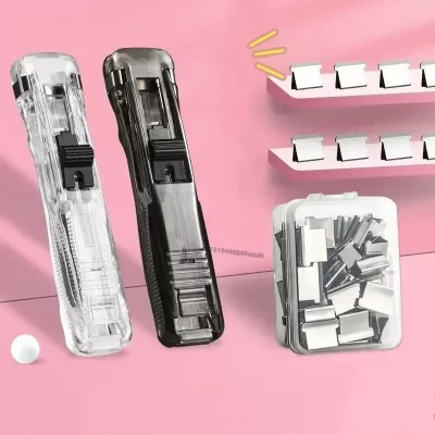 Documento push clamp pasta papelaria clipe grampeador multifuncional armazenamento de papel artefato escola material de escritório metal clipe titular