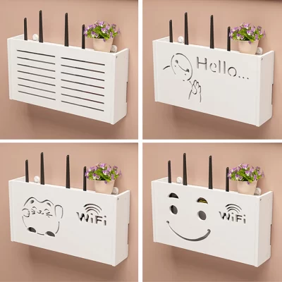 Nova caixa de armazenamento de roteador wi-fi sem fio, tomada para sala de estar, decoração wi-fi, decodificador de tv, rack, cabo, organizador de energia