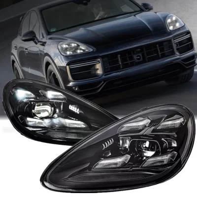 2pc led luzes dianteiras para porsche cayenne faróis led 2011-2018 atualização do carro 2021 estilo completo led drl farol acessórios