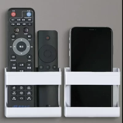 Suporte de parede para controle remoto, adesivo sem perfuração, sem perfuração, carregamento de celular, rack para sala de estar
