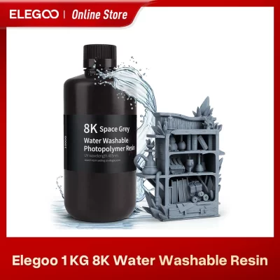 ELEGOO 8K Resina para impressora 3D 405nm Resina lavável com água Resina de cura UV Melhor para impressora 3D SATURN 2 8K Espaço cinza 1000g
