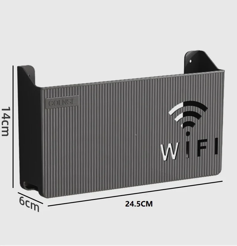 Montado na parede sem fio wifi roteador prateleira abs caixa de armazenamento plástico roteador rack cabo suporte alimentação organizador caixa para sala estar - Image 6
