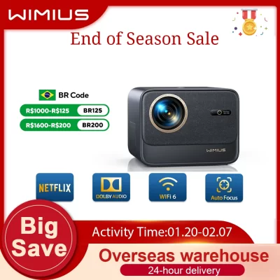 Projetor Wimius 4k 30000Lumens Netflix Oficialmente Foco Automático/Keystone FHD 1080p WIFI 6 Suporte Bluetooth Dolby Home Theater