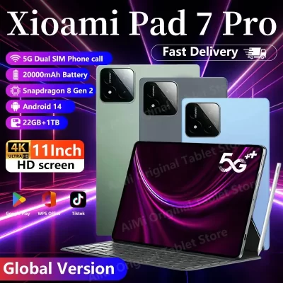 Xiaomi-Pad 7 Pro Versão Global Mi Tablet, Snapdragon 8, Gen 2, Android 14, 22GB + 1T, 20000mAh, 5G, 11 Polegada, Cartão SIM, Original, 2022