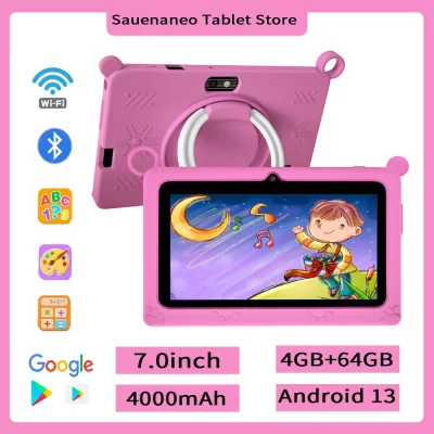 Nova versão mini tablet infantil de 7 polegadas com 4 GB de RAM, 64 GB de ROM, desenho e aprendizagem, Android 13.0, tablet PC de 4000mAh