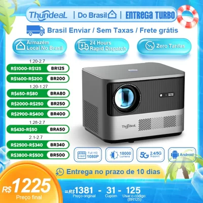 ThundeaL TDA6 Projetor Full HD 1080P 2K 4K Vídeo Home Theater Foco Automático 5G WiFi Projetor Android TDA6W 3D Projetor Portátil