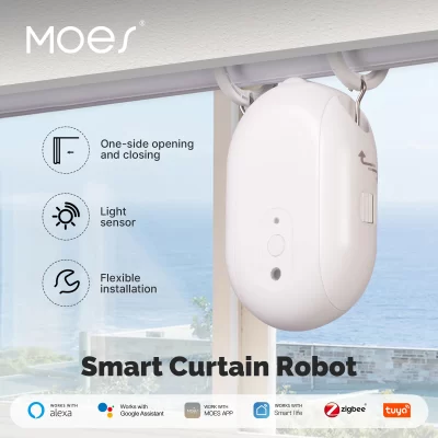 Moes tuya zigbee inteligente cortina elétrica robô cronometragem abridor automático mais perto sensor de luz app controle remoto suporte alexa googlehome