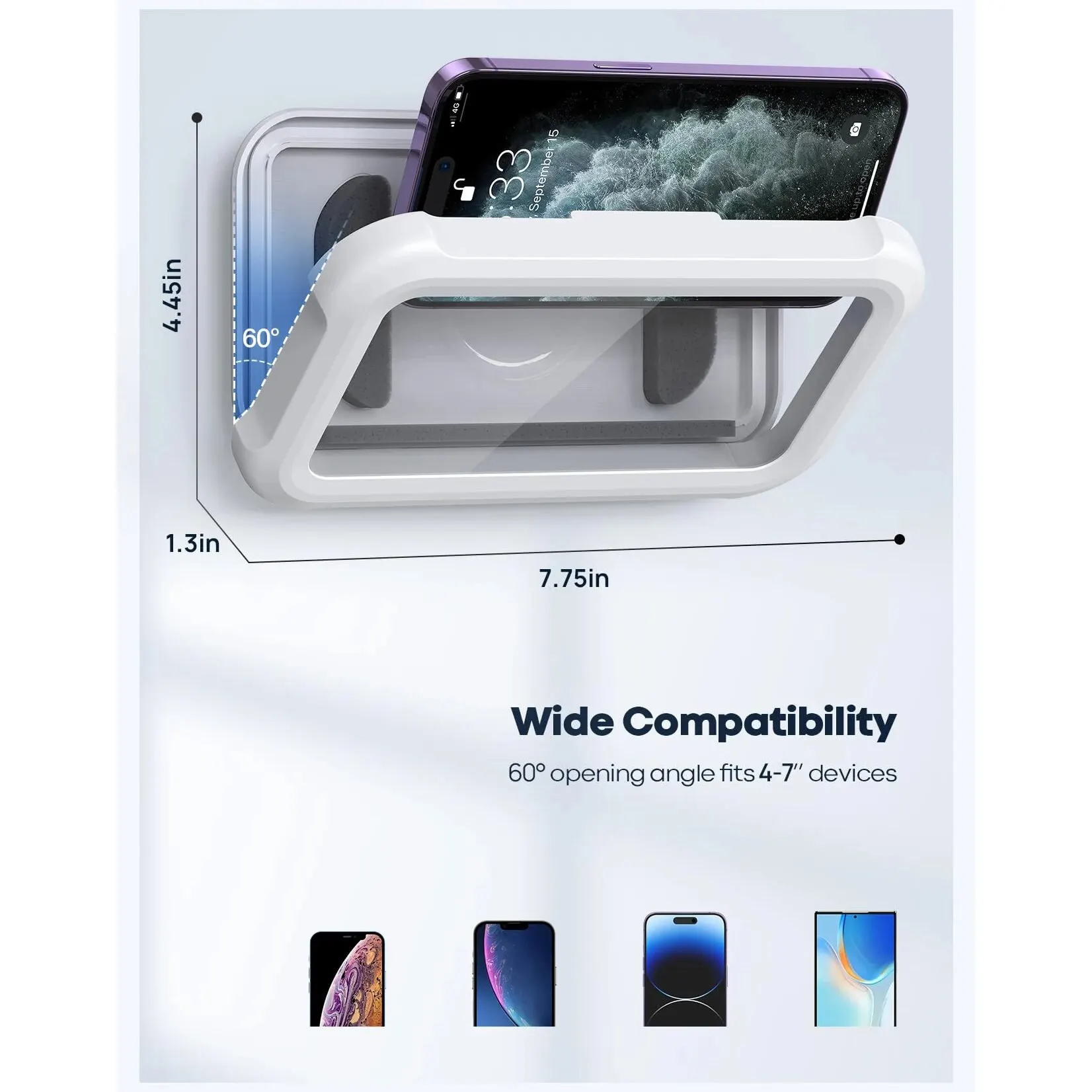 Impermeável chuveiro telefone titular com 480 ° rotação, ângulo ajustável, montado na parede, banheiro, cozinha, até 6.8I - Image 2