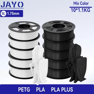 Jayo 10 rolos de filamento de impressora 3d petg/pla/pla plus 1.75mm 100% sem bolhas materiais de impressão 3d não tóxicos para impressora 3d e caneta 3d