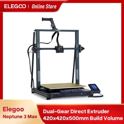 ELEGOO NEPTUNE 3 MAX FDM Impressora 3D com nivelamento automático, tela de toque HD capacitiva de 4,3 polegadas, extrusora de metal de engrenagem dupla 420x420x500mm
