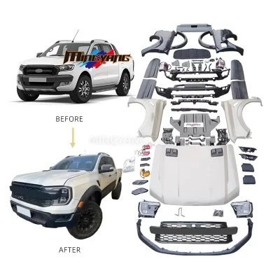 Mingyang tuning kit de corpo largo pára-choques de carro para ford ranger 2012-2021 t6 t7 t8 atualização ranger raptor 2022 t9 bodykit