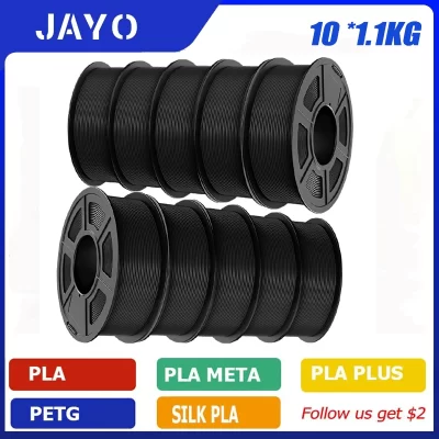Jayo 10 rolos 1.75mm petg/pla/pla plus/pla + 2.0/tpu/abs/apla/pla fosco/HS-PLA/filamento de seda impressora 3d para impressora 3d e caneta 3d diy