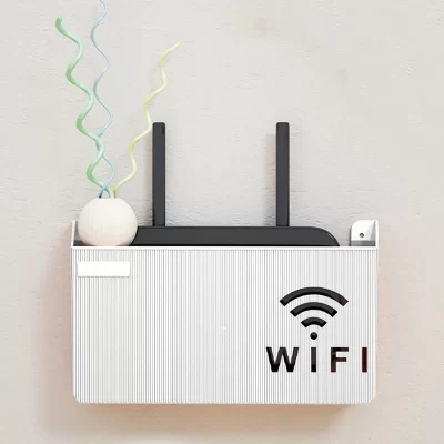 Montado na parede sem fio wifi roteador prateleira abs caixa de armazenamento plástico roteador rack cabo suporte alimentação organizador caixa para sala estar