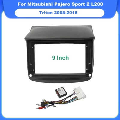 Carro Fascia Rádio Painel DVD Quadro Kit Traço, Instale Console Adaptador para Mitsubishi Pajero Esporte 2 L200 Triton 2008-2016, 9"