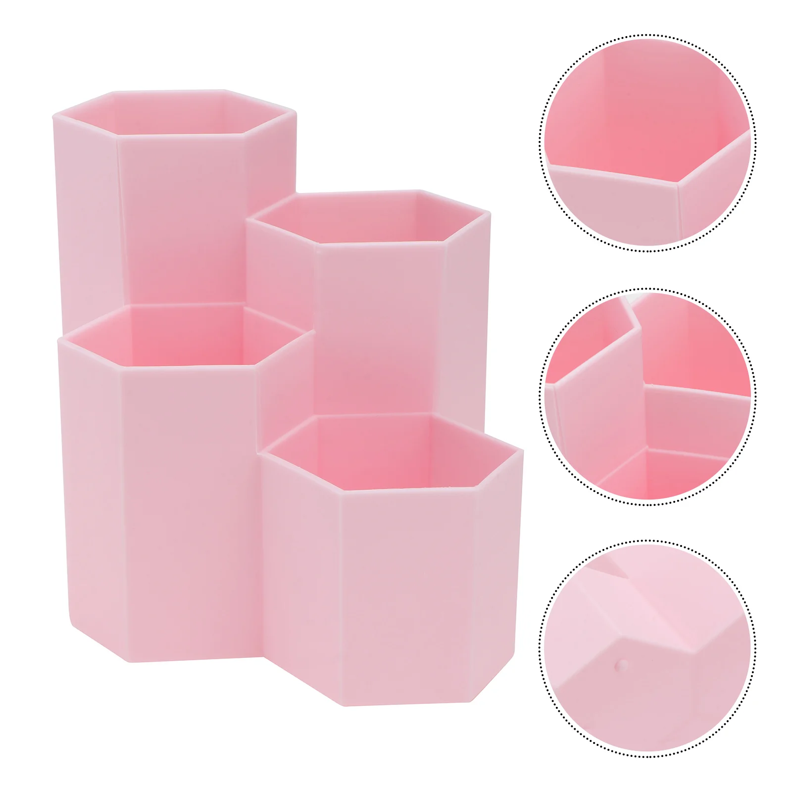 Hexagonal Pen Holder com PenhOLder Grid, Recipiente de Ferramentas de Maquiagem, Material de Escritório, Lápis Rosa, Armazenamento para Estudante - Image 2