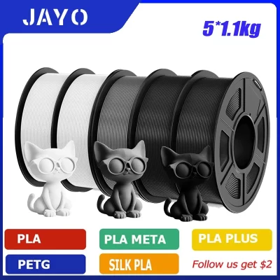 Jayo 5 rolos pla/pla plus/petg/abs/tpu/pla meta/playg/HS-PLA filamento de impressora 3d 1.75mm materiais de impressora 3d fdm para impressora 3d