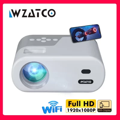 WZATCO-Mini Projetores com Tela Espelhada, Suporte Bluetooth, WiFi, Full HD, 1080P, 4K, LED, Home Theater, DP02W