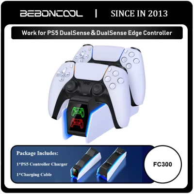 Estação de carregamento de controlador rgb para playstation 5, carregador rápido duplo, indicador led, suporte de carregamento, docking station para gamepad ps5