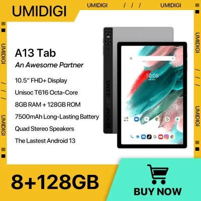 UMIDIGI-A13 Tablet Android, Unisoc T616, 8GB, 8GB, 128GB, Atualização de 1TB, 10.51 "FHD Além disso, 7500mAh Mega bateria, 8MP + 13MP