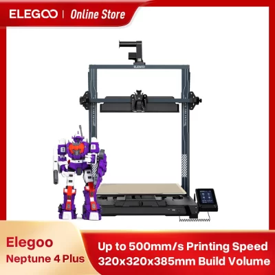 ELEGOO NEPTUNE 4 PLUS FDM Impressora 3D com velocidade de impressão de até 500 mm/s, placa-mãe Kubper de alta velocidade, volume de construção 320x320x385mm