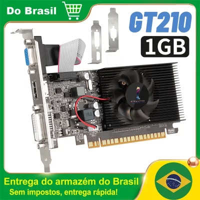 Placa de vídeo GT210 1GB PCIE X16 2.0 Placa gráfica NVIDIA GeForce GT 210 DDR3 VGA HD DVI Computador desktop com GPU GT210 64Bit 1800MHz